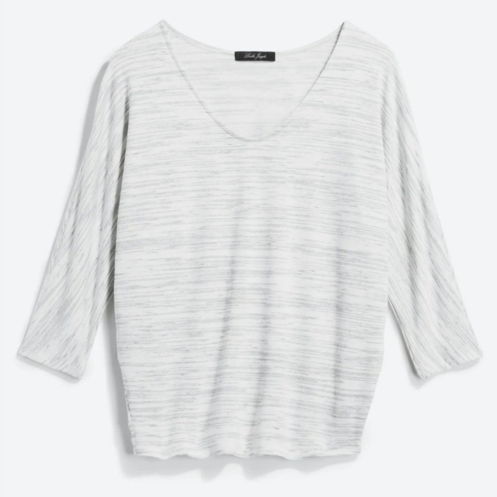 Laila Jayde Kaylinda Dolman Sleeve Knit Top in White/Grey Heather, Size XS, EUC